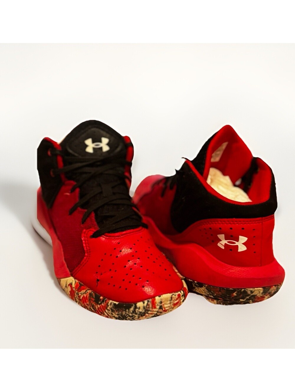 Under Armour Curry GS Basketball Shoes 7Y Red Black Marble Sole 3024974-600
